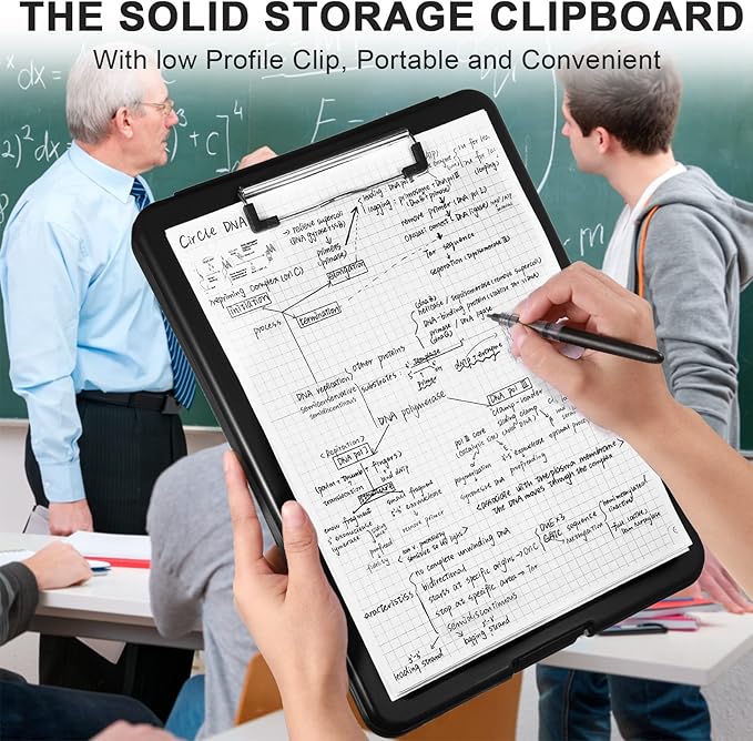 Geyee 24 Pcs Clipboard with Storage Plastic Foldable Nursing Clipboard Storage with Pen Holder 9. 5 x 13. 4 Inch Foldable Clip Board with Low Profile Clip for Student Teacher Nurse Office Supplies