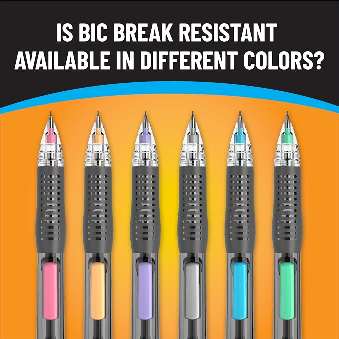 BIC Break Resistant Mechanical Pencils, No. 2 Medium Point, 12-Count | Includes Erasers, Ideal School Supplies for Students and Teachers, Features Break-Resistant Lead and Contoured Grip