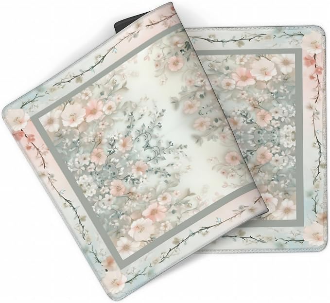 Cute Floral Aesthetic Daisy Gaming Mouse Pad, Morandi Rug Desk Mat with Anti-Slip Base & Stitched Edges,35.4" x 15.7" in Table Mat for Computer Desktop, Beautiful Workstation Decor