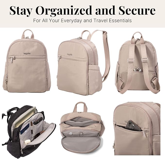 Securtex Anti-Theft Getaway Backpack - 9.4"x13"x5" Travel Safe Bag w/Locking Zippers, Slash-Resistant, RFID