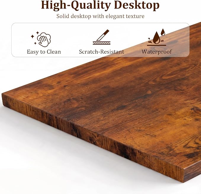 Alpen Corner Desk, 50 Inch L Shaped Gaming Desk with Storage Pocket and CPU Stand, Work Desk for Home Office, Small Corner Study Writing Table with Sturdy Metal Frame, Rustic Brown