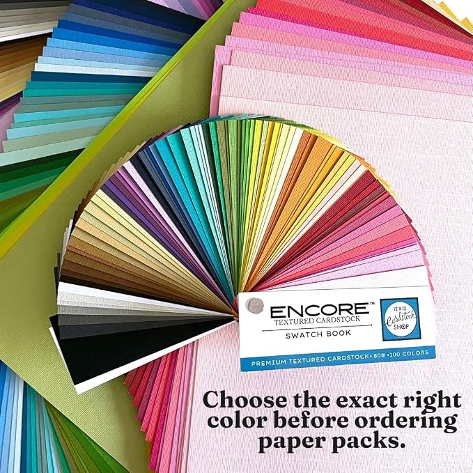 Swatch Book—12x12 Textured Cardstock | 80lb Textured Scrapbook Paper | Premium Cardstock for Cricut Cutting | One Book–100 Samples