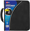 Avery® Zipper 3 Ring Binder, 2" Round Rings, 1 Black Binder | For School and Office On-The-Go, Durable Polyester Cover, Secure Zip Closure, Exterior Pocket, Laptop and Tablet Storage