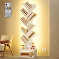Hoctieon 9 Tier Tree Bookshelf, Tall Bookcase, Freestanding Book Shelf with LED Lights, Display Floor Standing Storage Shelf, Book Organizer Shelves for Home Office, Living Room, White