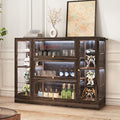 Display Cabinet with Acrylic Glass Doors,Extra Wide Curio Cabinet with LED Lighting for Collectibles, Collectibles Toy Organizers Rack & Display Shelf Display Case, Walnut