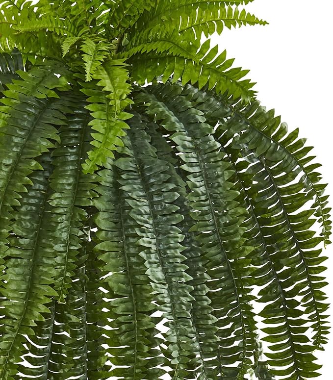 Nearly Natural 48in Boston Fern Artificial Plant, Large Hanging Fake Plant with 52 Long Realistic Fronds, Maintenance-Free Faux Fern for Office and Home Decor