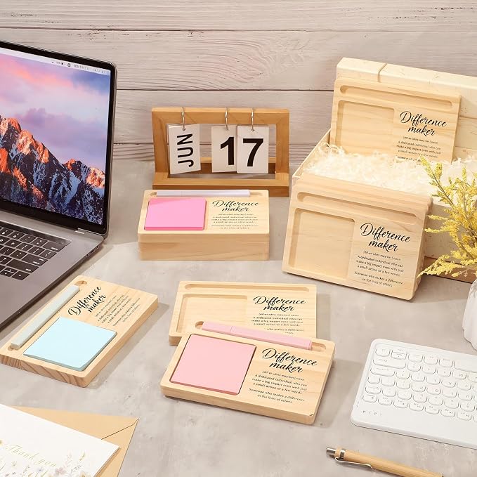 10 Pcs Back to School Teacher Appreciation Gifts Bulk Wooden Sticky Note Holder Motivational Thank Your Gift Inspirational Sticky Notes for Teacher Back to School (Difference)