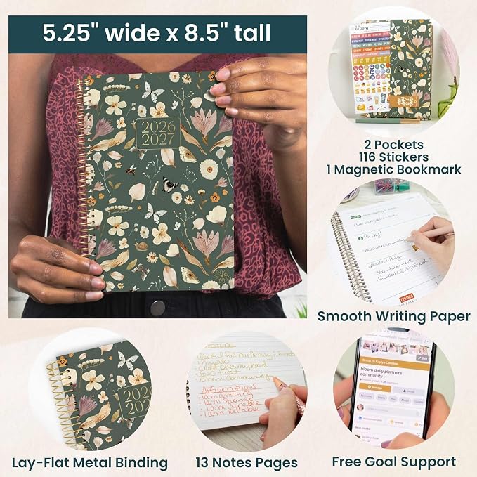 bloom daily planners 2026-2027 Planner - Academic Year (July 2026 - July 2027) Monthly & Weekly Soft Cover Planner for Women - 13 Month Calendar Agenda Book with Stickers - 5.5" x 8.25" - Butterfly Garden