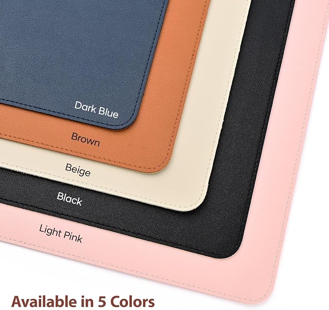 Leather Desk Pad Protector, Office Desk Mat, Large Mouse Pad, Non-Slip PU Leather Desk Blotter, Waterproof Computer Desk Writing Pad for Office and Home (Light Pink, 31.5" x 15.7")