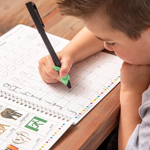Teacher Designed Large Reusable Practice Workbook for Kids. Groove Letter Tracing Alphabet Book, Phonics and Handwriting Book. Pre K and Kindergarten Workbook