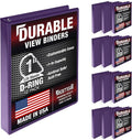 Samsill Durable 1 inch 3 Ring Binder, D Ring Binder, 100% Recycled Chipboard, Purple, 12 Pack