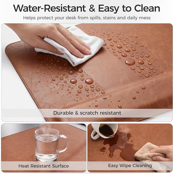 Magnetic Desk Mat System with Wrist Support 80×40cm, Premium Leather Desk Pad with Magnetic Accessories, Waterproof Non-Slip Desk Organizer for Office & Gaming