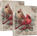 Cardinals Bird Pine Cone Christmas 3 Ring Binder with 2 Interior Pockets 1.5 inch Binders 3 Ring Heavy Duty Fit 8.5" x 11" Letter Size for Office School, 2 Pack