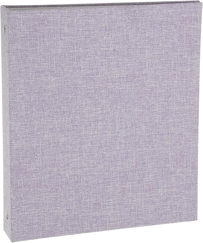 PATIKIL A5 Size 3 Ring Binder,1Pcs 1 Inch Round Ring Durable Linen Hardcover Binder Fit for Paper Recipe Photo Office, Light Purple