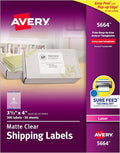 Avery® Printable Shipping Labels, Sure Feed® Technology, 3-1/3" x 4", Matte Clear, 300 Blank Mailing Labels (5664)
