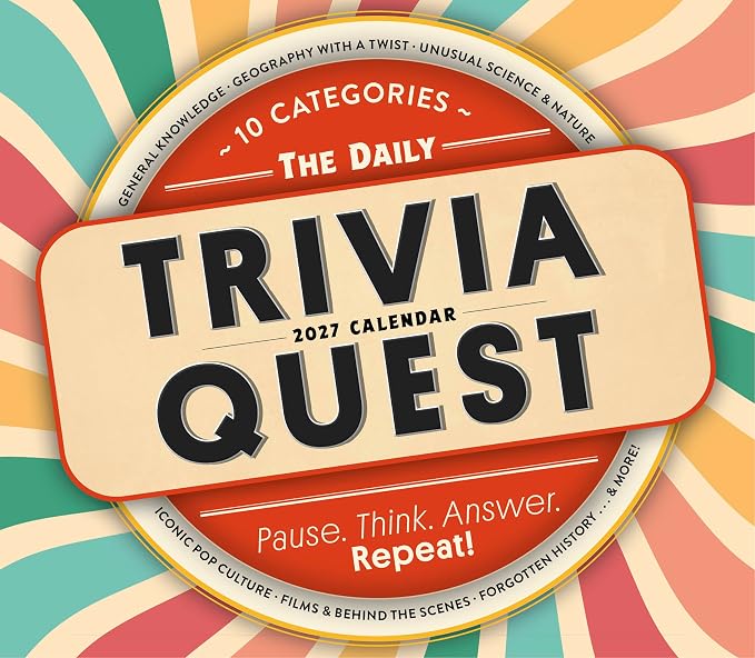 The Daily Trivia Quest 2027 Daily Desk Calendar: Boxed Page-a-Day Calendar for Home and Office Organization with Full-Color Tear-Off Pages & Cardboard Easel