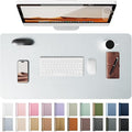 YSAGi Leather Desk Pad Protector, Office Desk Mat, Large Mouse Pad, Non-Slip PU Leather Desk Blotter, Laptop Desk Pad, Waterproof Desk Writing Pad for Office and Home (Silver, 23.6" x 13.8")