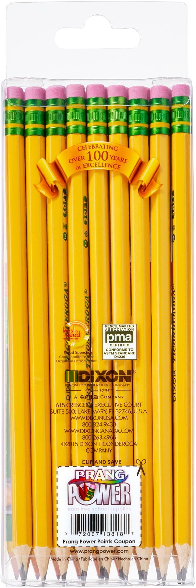 Ticonderoga Wood-Cased Pencils, Pre-Sharpened, 2 HB Soft, Yellow, 6 Boxes of 18 Count, 108 Pencils Total (Pack of 12)