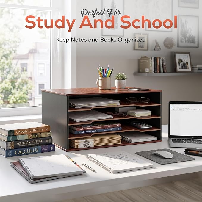 12x18 Construction Paper Organizer, 4-Tier Wooden Flat File for 11x17, A3 & Tabloid Sheets | Durable wood Desk Paper Storage for Classroom, Office & Art Studio