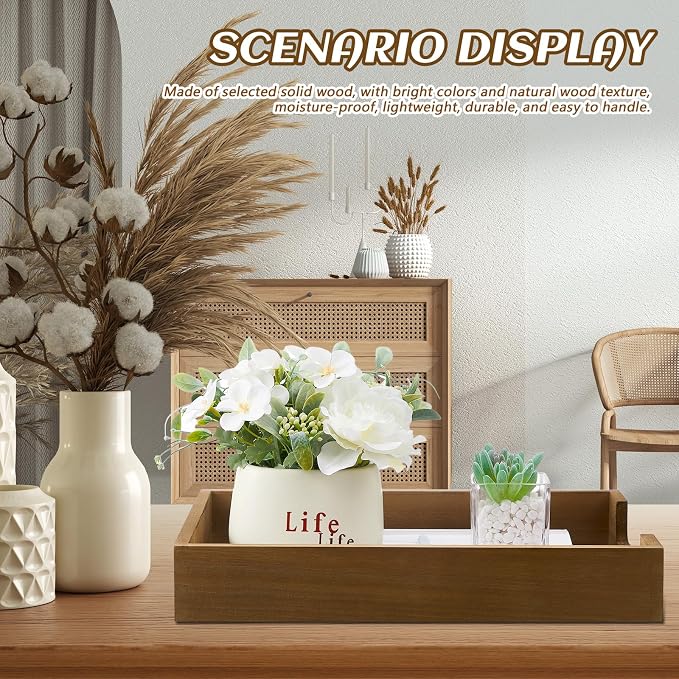 Fulmoon 3 Pcs Stackable Wood Letter Tray A4 Size Desk Tray Organizer Wooden Office Documents Tray Desktop Mail File Folder Document Magazine Storage