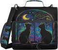 MNSRUU 3 Ring Binder Bag, 2 Inch D-Rings Easily Organizes 1 Inch Fits Letter Sized Paper, Two Black Cats in A Window Large 3 Hole Zipper Binder Organizer for School Office Supplies