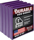 Samsill Durable 1 inch 3 Ring Binder, D Ring Binder, 100% Recycled Chipboard, Purple, 4 Pack