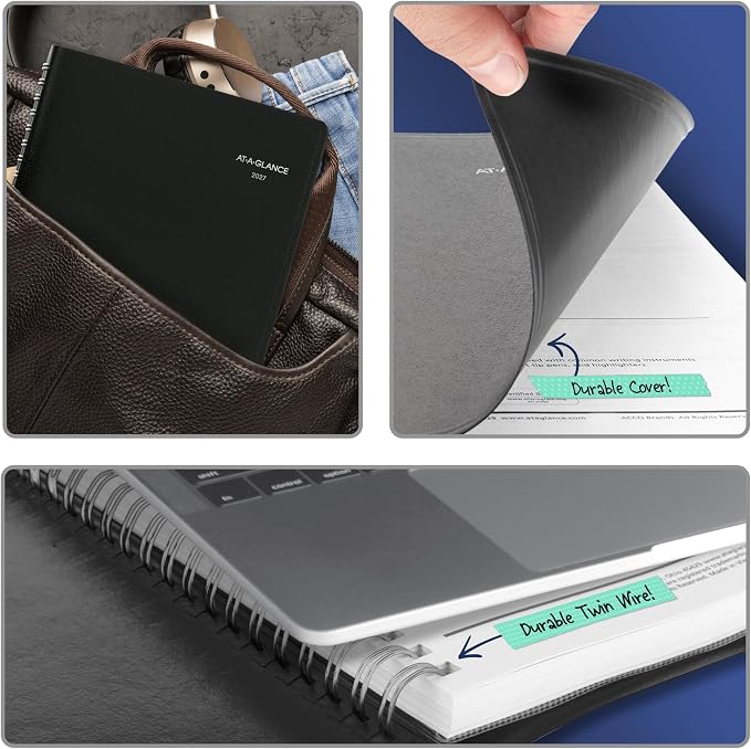 AT-A-GLANCE 2027 Appointment Book Planner, Daily Group Planner, 8" x 11", Four Person, Quarter-Hour, DayMinder, Black (G5600027)