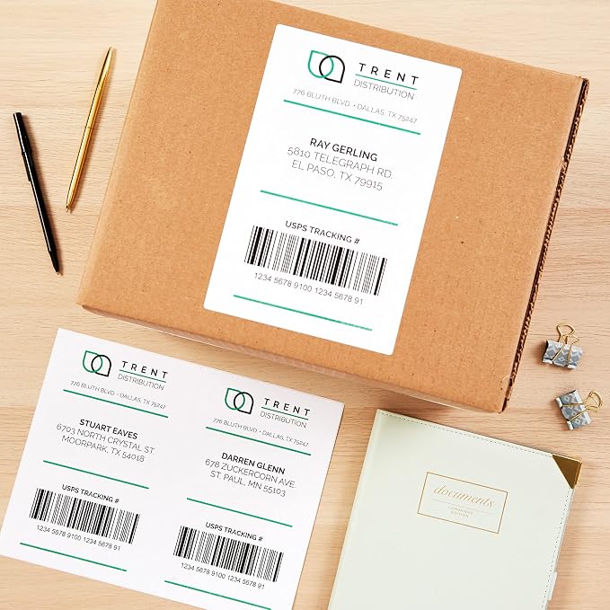 Avery Half-Sheet Printable Shipping Labels, 5.5" x 8.5" Customizable Stickers, White, 20 Blank Mailing Labels, Great for Mailing, Shipping, Organizing, and More (18126)