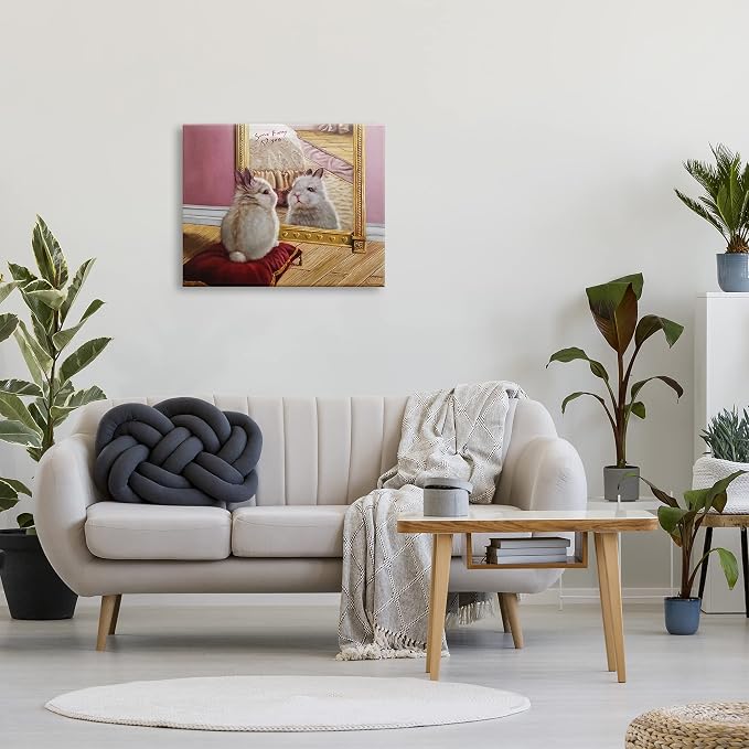 'Some Bunny Loves You Adorable Rabbit in Mirror'| Canvas Art | Stupell Industries | 30 x 24 Inches, Easy to Hang and Sturdy, Made in USA, by Lucia Heffernan