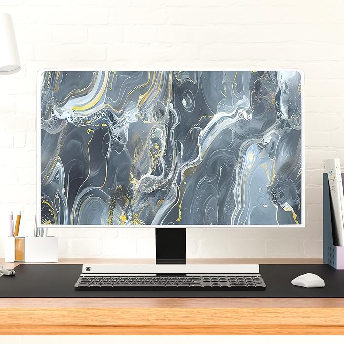 Baocicco Gray Gold Marble Waterproof 37, 38, 39 Inch TV Dust Cover Anti-Static Dustproof Protective Aesthetic Texture Screen TV Covers Full Body Cover for Television Screen Desktop PC LED LCD OLED