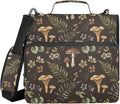Mushrooms Flowers Brown Print Zipper Binder Bag 3 Ring with Shoulder Strap & Handle Multi Pocket Binder Organizer Bag Large Capacity for School Office Supplies