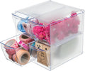 Deflecto Stackable Cube Organizer, Desk and Craft Organizer, 4 Drawers, Clear, Removable Drawers and Dividers, 6"W x 6"H x 7 1/8"D (350301CR)