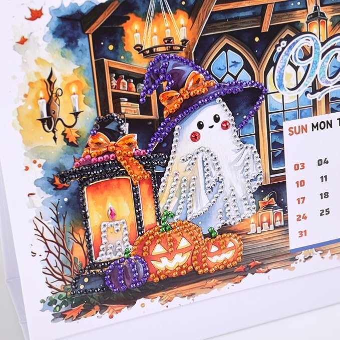 icceemee 2027 Calendar Desk Calendar DIY Diamond Painting Art with Animals theme Calendar, Monthly Flip Planner with To-Do List, Handmade Craft for Office & Home Decor Gift