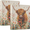 JIPONI 3 Ring Binder Cute Highland Cow 1 Inch Round Binders for Men Women Students, Cute File Organizer for Office School, 2 pcs