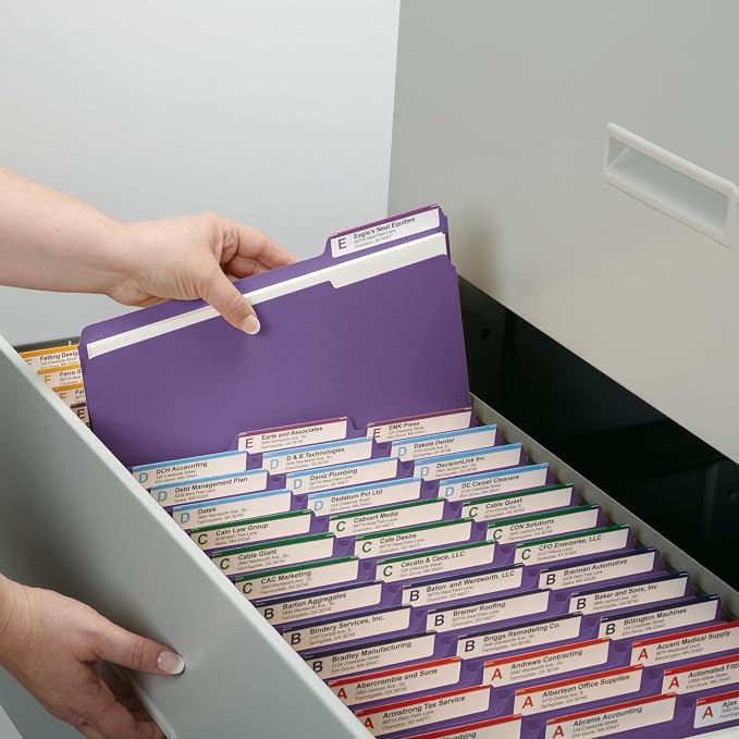 Smead Standard File Folders, 100 Count, Purple, 1/3-Cut Tabs, Letter Size (13043)