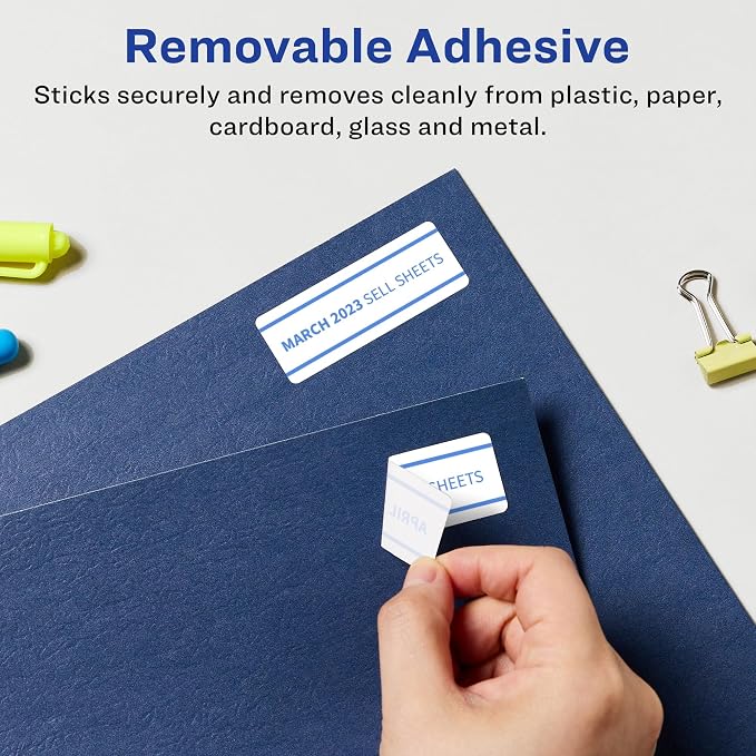 Avery Matte White Removable Rectangle Labels, Sure Feed Technology, Print-to-The-Edge, 1" x 3", 800 Removable Labels, Laser/Inkjet Printable