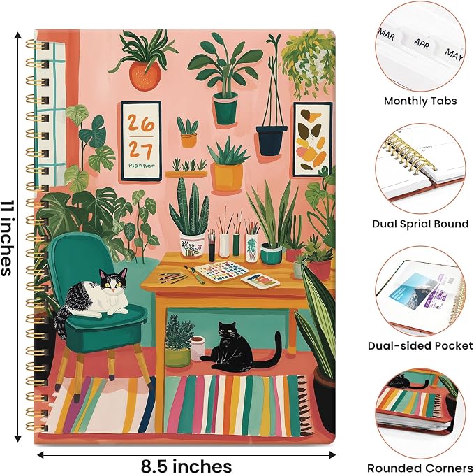 Planner 2026-2027, Academic Year Monthly & Weekly Planner Caledndar, July 2026 - June 2027, Hardcover Large Planning Agenda Book with Tabs for School Office Supplies, 8.5" x 11" - Creative Corner