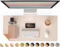 RENMTURE Dual-Sided Mouse Pad, Natural Cork & PU Leather Large Desk Pad for Office and Home Work, Desk Protector Non-Slip, Waterproof, Easy Clean (Apricot, 36"x17")