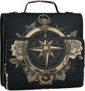 ALAZA Roses and Nautical Compasses Zipper Binder 1.5 inch 3 Ring Binder Organizer with Shoulder Strap and Handle for Home Office Work