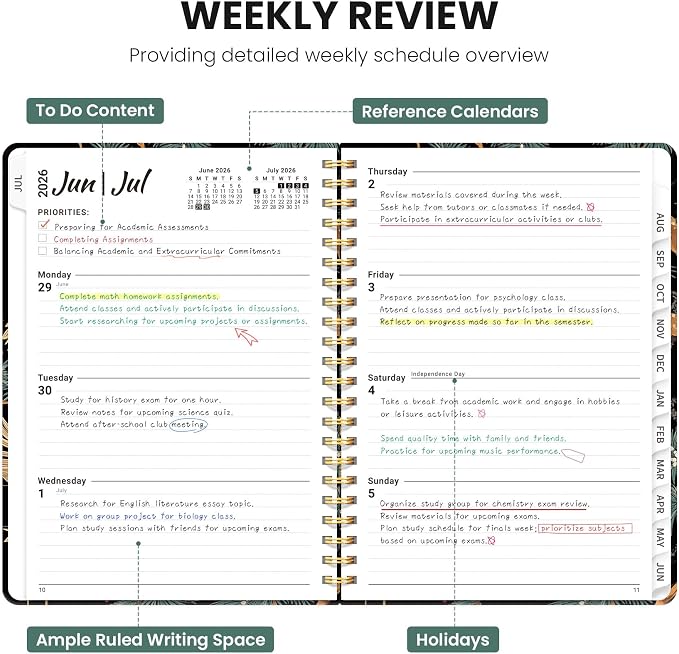 ZOTIA Planner 2026-2027 Weekly & Monthly Calendar Planner Jul 2026-Jun 2027