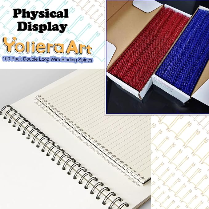 Double Loop Binding Wires for Students and Coworkers, 50 Pack Twin Loop Wire Binder Combs Spines for Booking Letter Size and Binding-Machines (50P, 2:1 Pitch, Red, 3/4 Inch (180 Sheet Capacity))
