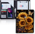 Padfolio/Portfolio Folder Clipboard,Padfolio Clipboard,Writing Portfolio Leather with Cover for Card Holder Slot Letter Size A4 for Office Conference Notepad Clip Boards,Sunflowers Butterflies