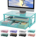 gianotter Computer Monitor Stand Riser with Drawer | Desk Organizers and Accessories Desk Accessories & Workspace Desktop Organizers Storage for Printer Stand (Blue)