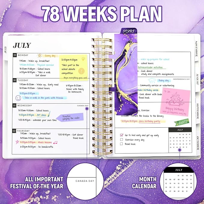 Planner 2026-2027, 18 Months Academic Daily Weekly Monthly Calendar Planner