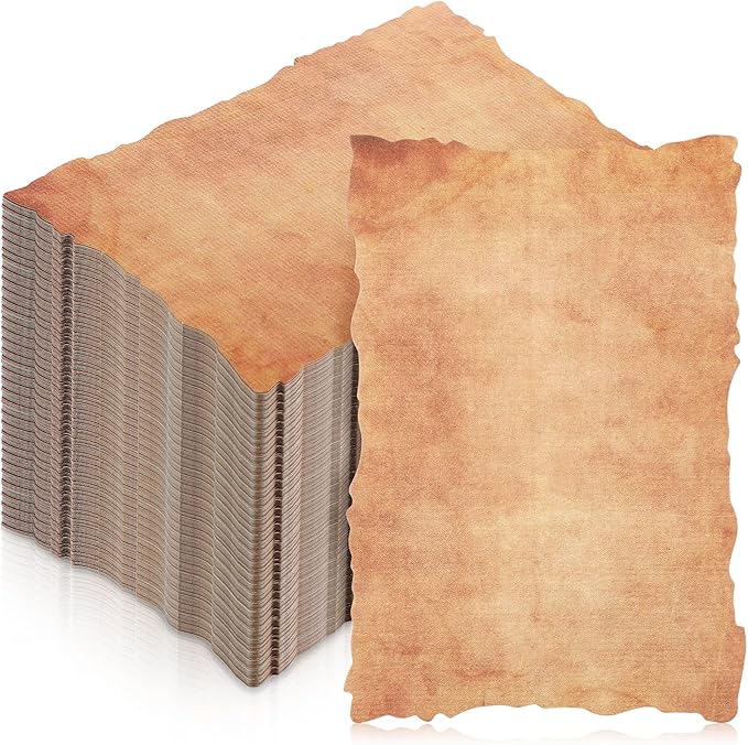 Harloon 200 Pcs Vintage Old Looking Cotton Watercolor Paper Cardstock Blank 200 GSM Thick Antiqued Deckle Edge Virgin Paper for Drawing Writing Printing Invitations Greeting (4x6 Inch)