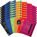 Leelosp 48 Pack Pencil Pouch for 3 Ring Binder,Bright Colors | Bulk Mesh Zipper Binder Pouches Pencil Boxes for Classroom Pencils Case Bags for Storing School Students Teacher Supplies