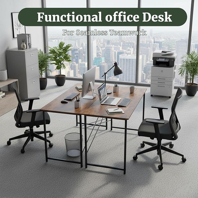 48 Inch Computer Desk, Writing Desk for Home Office Study Workspace | 265 lb Capacity, Reinforced X-Frame, Waterproof MDF Top, Scratch-Resistant Surface, Easy Assembly, Brown