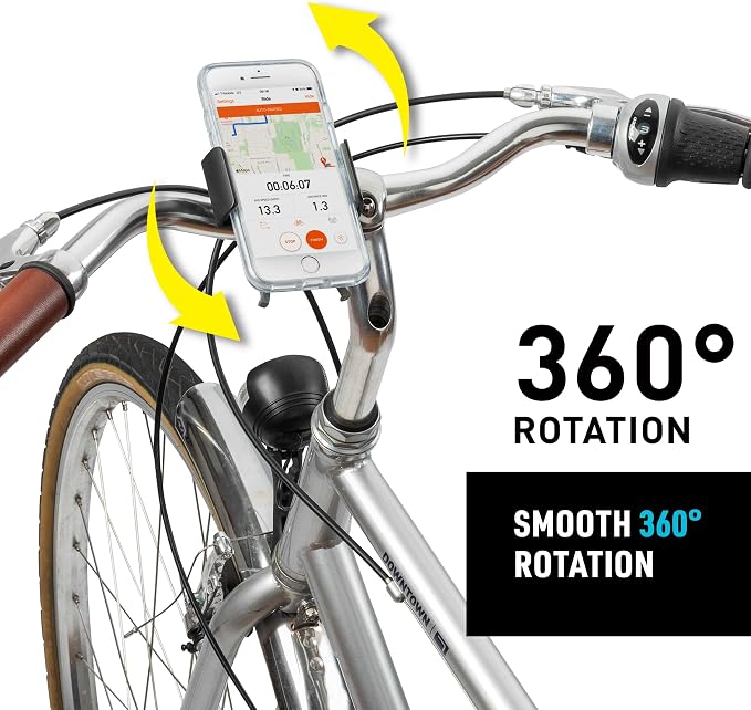 Nite Ize Squeeze Rotating Smartphone Bar Mount, Universal Bike Phone Holder For Bar or Stem, Compatible With MagSafe iPhone 12 Pro Max/Mini/Galaxy/Edge/Google Pixel and more