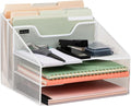 Mind Reader Metal Mesh Desktop File Organizer, 3-Tier Paper Tray with 5 Compartments, Office Mail Sorter, White