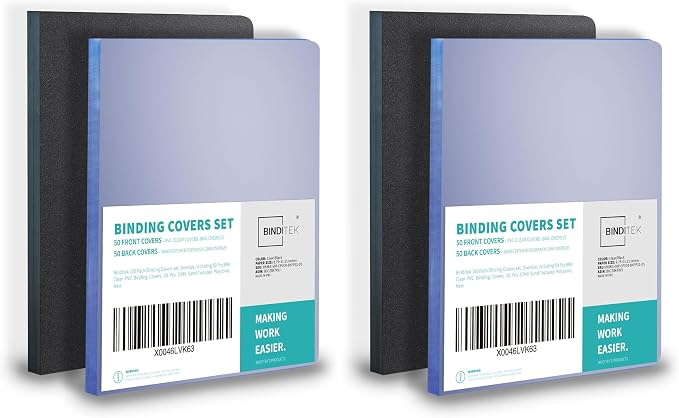 Binditek 20 Mil Binding Covers, 8.5x11 Inches, Semi-Transparent, 100 Pack